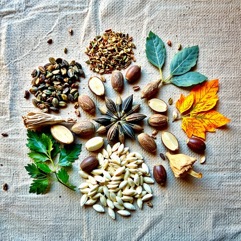 Naturbelassene Zutaten in geometrischer Anordnung